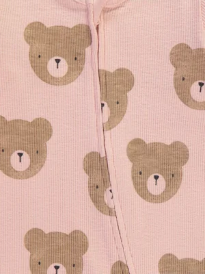 Bear Spot Ribbed Zip Fasten Sleepsuits 3 Packkkk