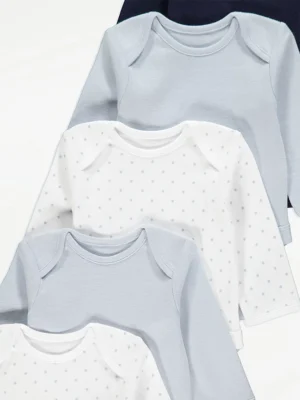 Blue Long Sleeve Bodysuits 5 Packk