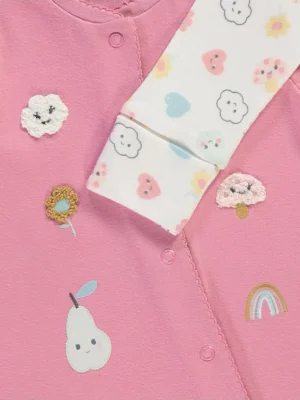 Cute Cloud Heart Zip Fasten Sleepsuits 2 Pack pizhame 2