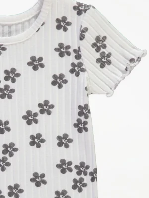 Mono Flower Ribbed Top and Leggings Setjj