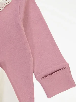 Pink Broderie Collar Sleepsuits 3 Packkkk