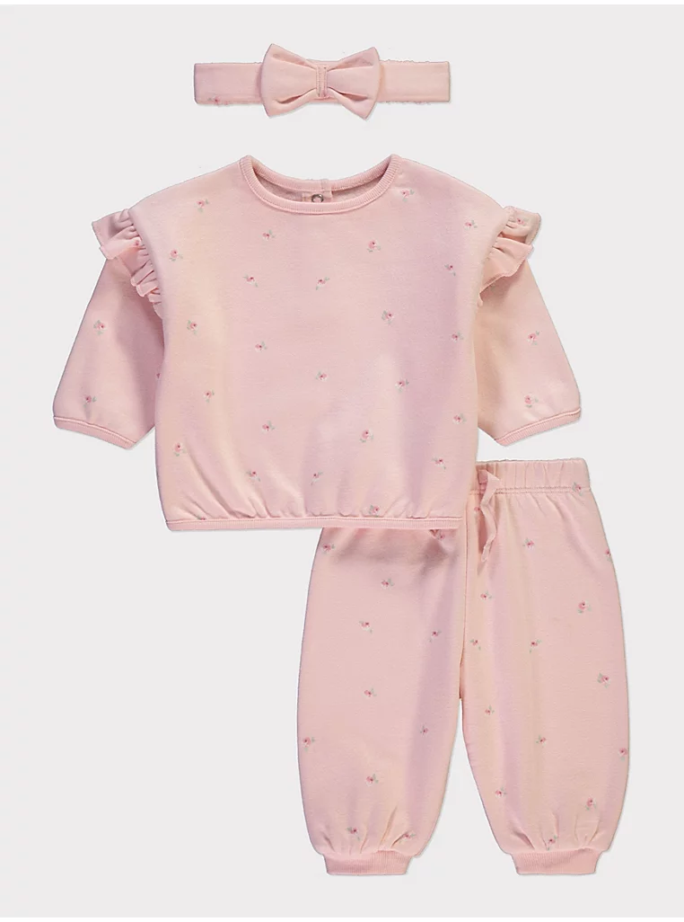 Set për Vajza me 3 Pjesë – Me Dizajn Lulesh dhe Aksesor të Përshtatshëm