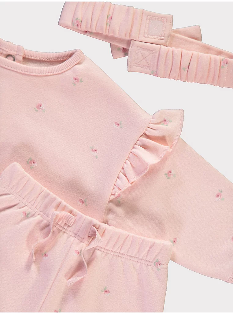 Set për Vajza me 3 Pjesë – Me Dizajn Lulesh dhe Aksesor të Përshtatshëm