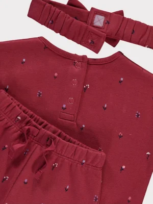 Red Ditsy Floral Sweatshirt Joggers and Headband Setg