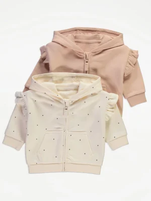 Set me 2 Bluza me Kapuç për Vajza – Rozë dhe E Bardhë