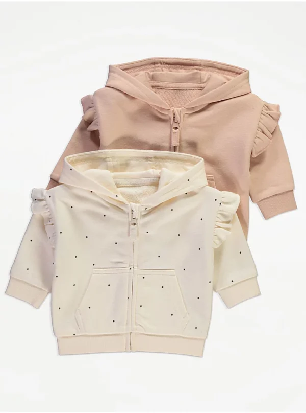 Set me 2 Bluza me Kapuç për Vajza – Rozë dhe E Bardhë