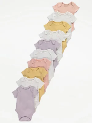 Set me 10 Bodysuit për Foshnje – Dizajne me Lule, Pika dhe Njëngjyrëshe
