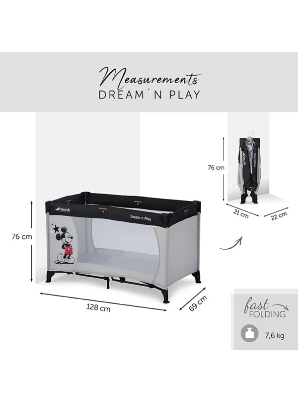 Krevat udhëtimi për fëmijë Hauck Disney – me figurën e Mickey dhe yje – Dream N Play