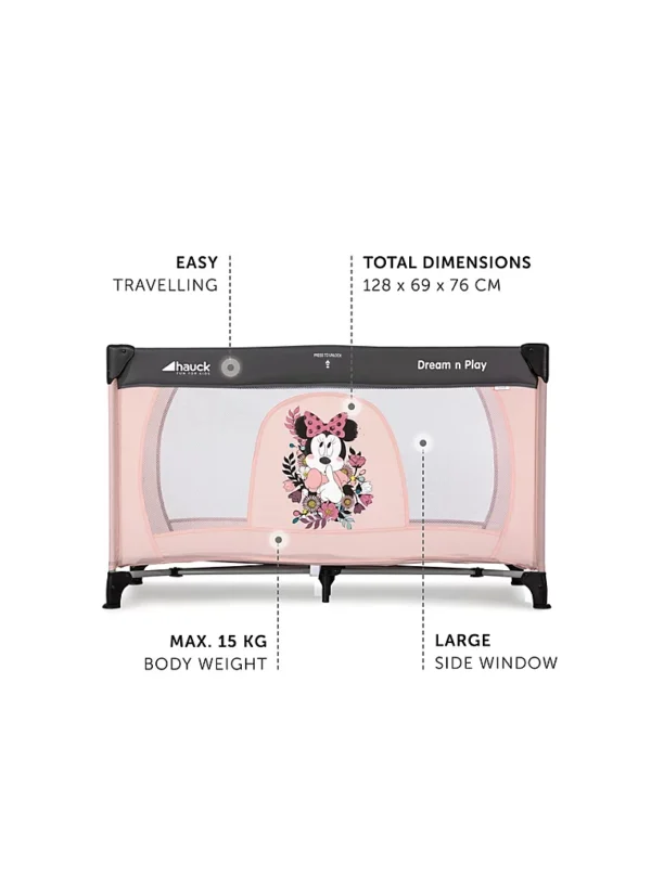 Krevat udhëtimi Hauck Disney Minnie Sweetheart Dream N Play