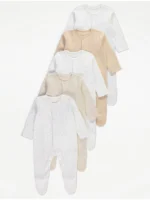 Set prej 5 Tuta Gjumi me Mëngë të Gjata – Ngjyra Neutrale