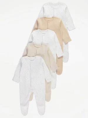 Set prej 5 Tuta Gjumi me Mëngë të Gjata – Ngjyra Neutrale