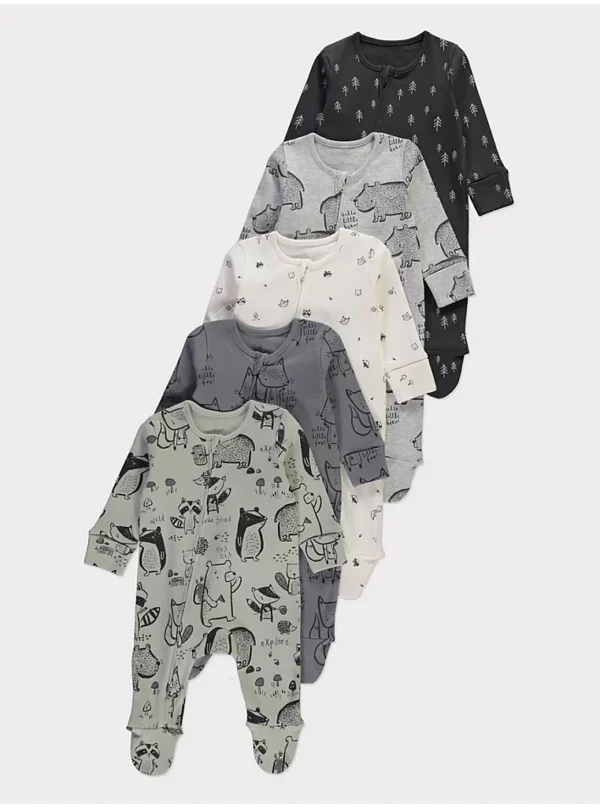 Set prej 5 Tuta Gjumi me Zinxhir – Me Motive Kafshësh të Pyllit