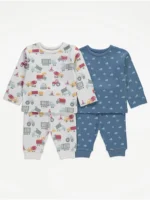 Pizhama me mëngë të gjata me kamion gërmues