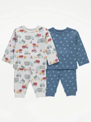 Pizhama me mëngë të gjata me kamion gërmues