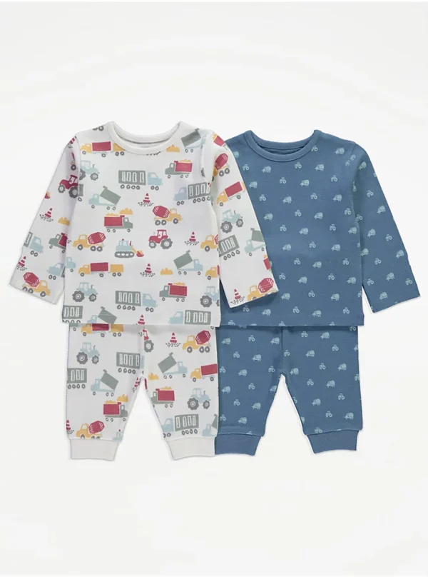 Pizhama me mëngë të gjata me kamion gërmues