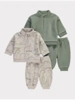 Set me bluzë sporti me zinxhir deri në gjysmë dhe pantallona sportive prej materiali fleece – Pako me 2 copë