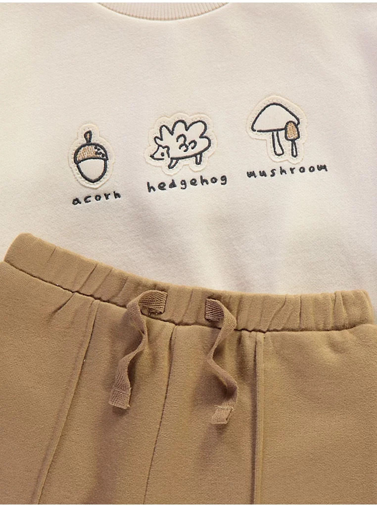 Set me bluzë me kopsa dhe pantallona sportive me dizajn pylli