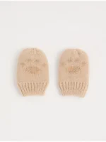 Set Kapelë dhe Dorëza me Pom-Pom, me Dizajn Tedi Dhe Ngjyrë Kafe