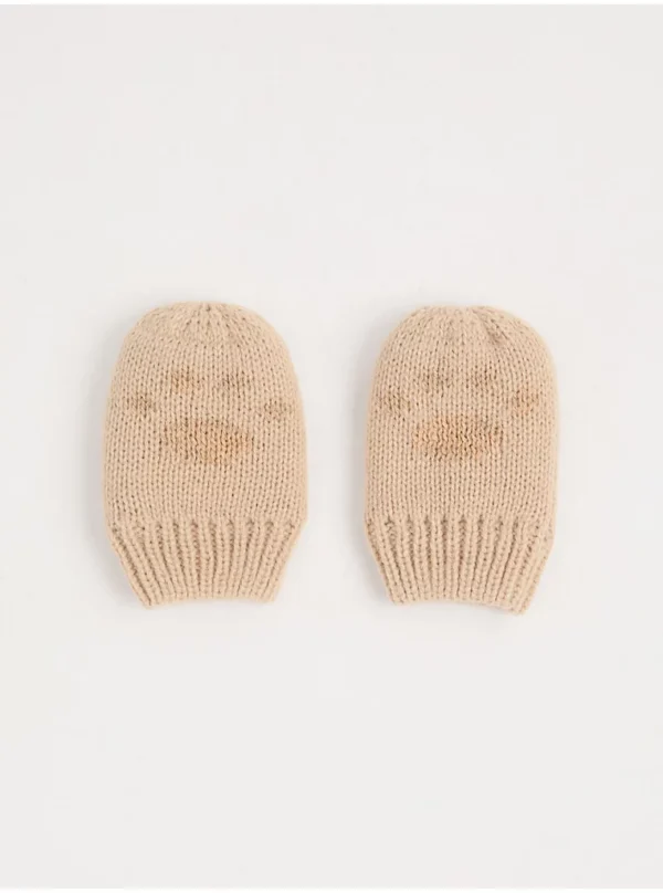 Set Kapelë dhe Dorëza me Pom-Pom, me Dizajn Tedi Dhe Ngjyrë Kafe