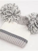 Set Kapelë dhe Dorëza të Gërshetuara me Bobble, me Vija në Ngjyrë Gri