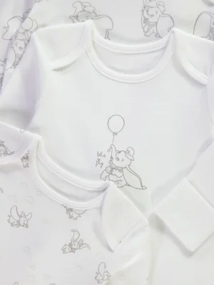 Disney Dumbo Neutral Long Sleeve Sleepsuits 5 Packm