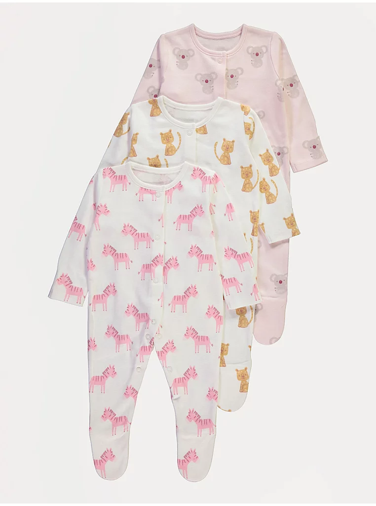 Pizhame me kafshë safari rozë, paketë 3 copë