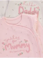 Pizhame me lule dhe ruffle ‘Mami & Babi’, paketë 2 copë