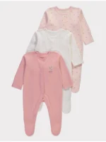 Pizhame rozë me lule, mëngë të gjata, paketë 3 copë