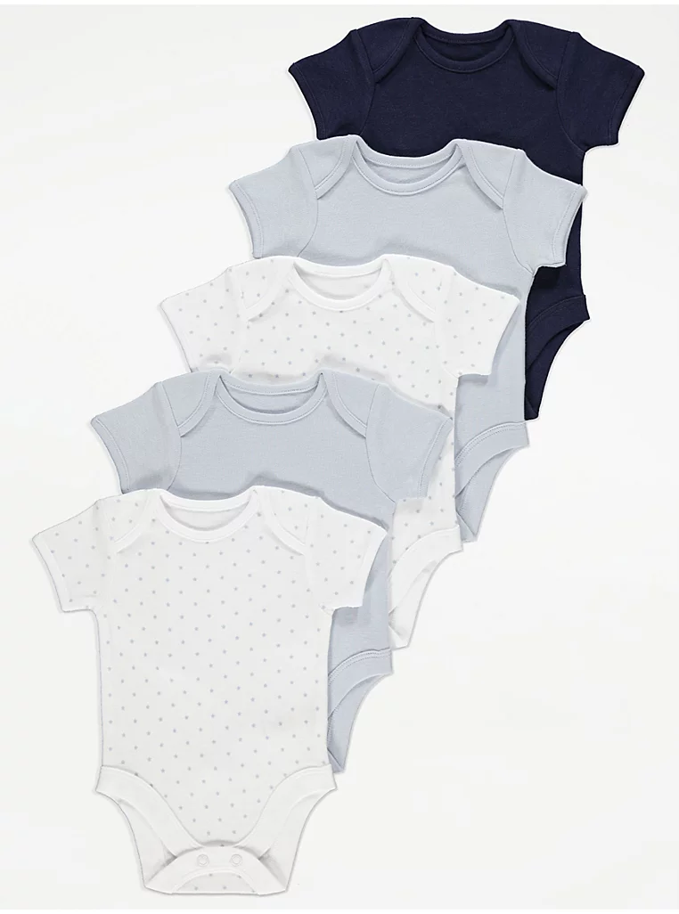 “Bodysuit-e blu me mëngë të shkurtra, paketë 5 copë”