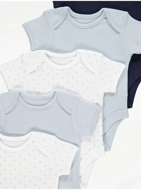 “Bodysuit-e blu me mëngë të shkurtra, paketë 5 copë”