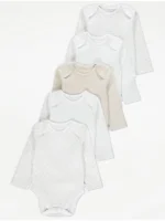 “Bodysuit-e me mëngë të gjata, neutralë, paketë 5 copë”