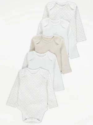 “Bodysuit-e me mëngë të gjata, neutralë, paketë 5 copë”