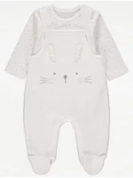 Komplet me pantallona të bardha White Bunny dhe bodi me pika