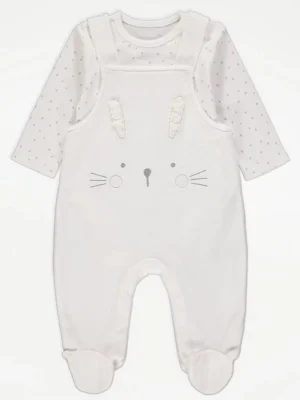 Komplet me pantallona të bardha White Bunny dhe bodi me pika