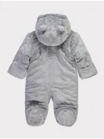 Xhup dimëror me kapuç dhe gëzof artificial – ngjyrë gri