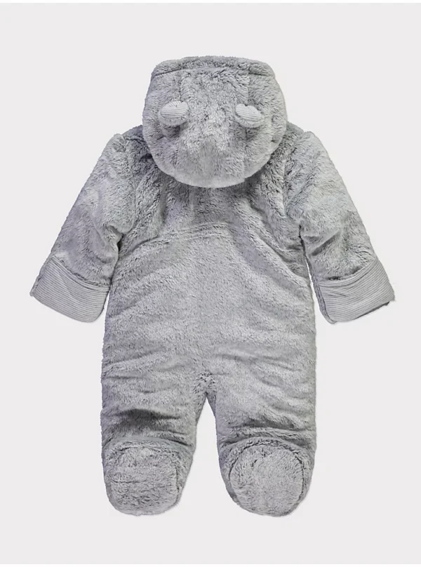 Xhup dimëror me kapuç dhe gëzof artificial – ngjyrë gri