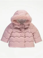 Xhaketë rozë e mbushur, me kapuç,