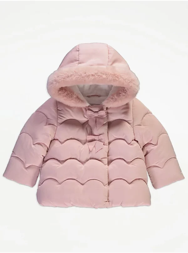 Xhaketë rozë e mbushur, me kapuç,