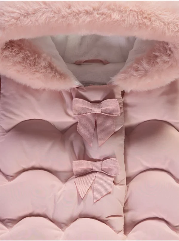 Xhaketë rozë e mbushur, me kapuç,