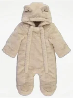 Xhup dimëror me kapuç dhe gëzof artificial – mbyllje me zip, ngjyrë krem