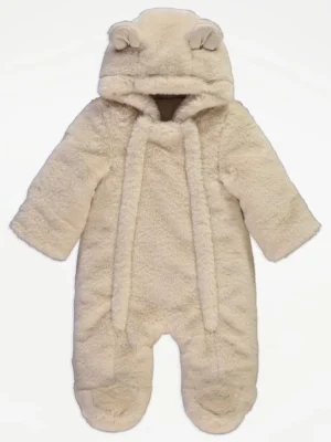 Xhup dimëror me kapuç dhe gëzof artificial – mbyllje me zip, ngjyrë krem