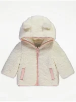 Xhaketë me kapuç dhe me veshë, ngjyrë krem.