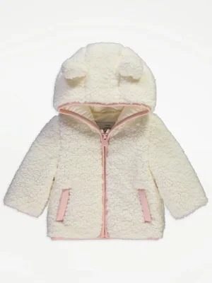 Xhaketë me kapuç dhe me veshë, ngjyrë krem.