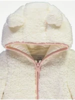 Xhaketë me kapuç dhe me veshë, ngjyrë krem.