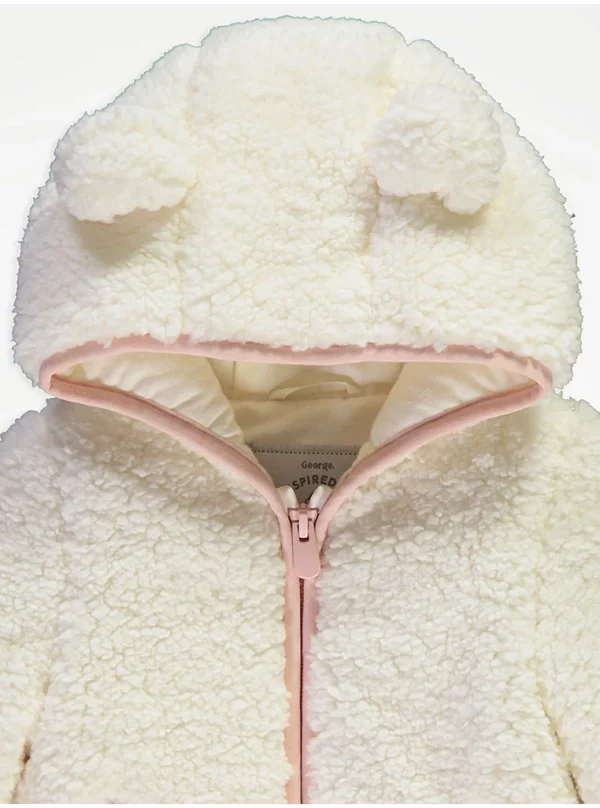 Xhaketë me kapuç dhe me veshë, ngjyrë krem.