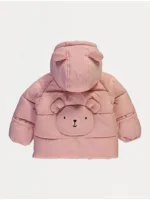 Xhaketë e mbushur me kapuç, rozë, me xhep në formë arushi