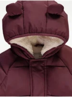 Xhup i Mbushur me Fleec të Brendshëm, Kapuç me Veshë 3D, Ngjyrë Vishnje