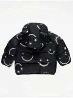 Jaknë e mbushur me kapuç, me pelush të brendshëm dhe grafikë Smiley – ngjyrë e zezë