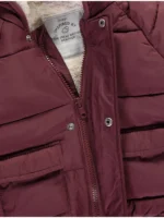 Xhup i Mbushur me Fleec të Brendshëm, Kapuç me Veshë 3D, Ngjyrë Vishnje