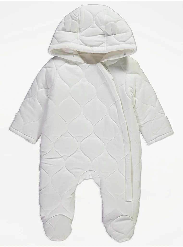 Xhup dimëror i qepur me mbyllje me zip – ngjyrë e bardhë